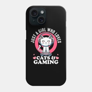 Just a Girl Who Loves Cats & Gaming Cute Cat Lover Nerd Girl Phone Case