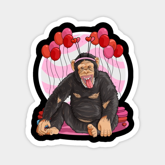 Chimpanzee Valentines Day Heart Chimp Love Magnet by Noseking