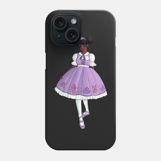 Black Lolita Girl Sticker Phone Case by catherynsart