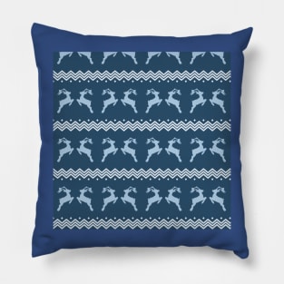 blue raindeer pattern (christmas, tree, christmas raindeer and snowflakes) Pillow