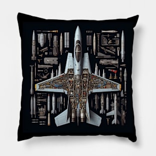 F14 Tomcat Fighter Jet Anatomy Equipment Pillow