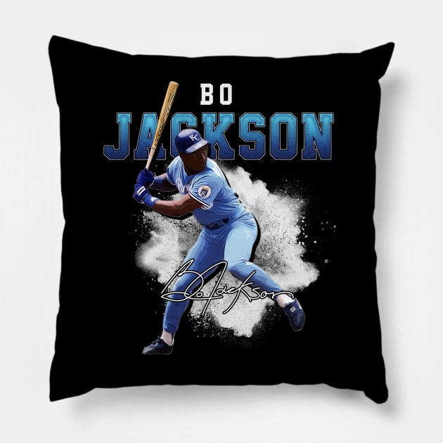 Bo Jackson Bo Knows Signature Vintage Legend Baseball Football Rap Bootleg Graphic Style Pillow by Koch Sean