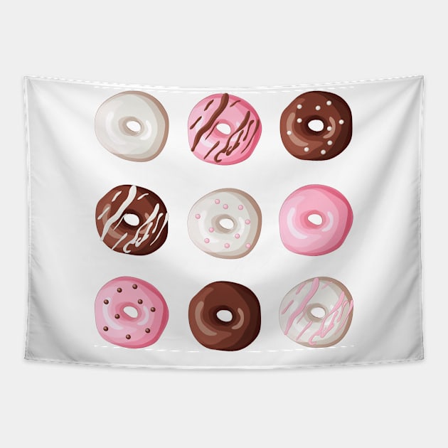 Donut Pattern Dessert Print Tapestry by bluerockproducts