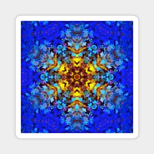 Digital Mandala Yellow and Blue Magnet