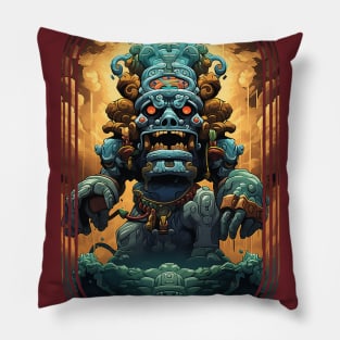 Mayan God Statue Pillow