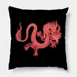 Neon dragon - Chinese red dragon Pillow