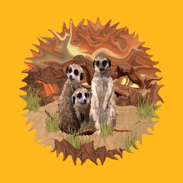 Three Meerly Meerkats by distortionart