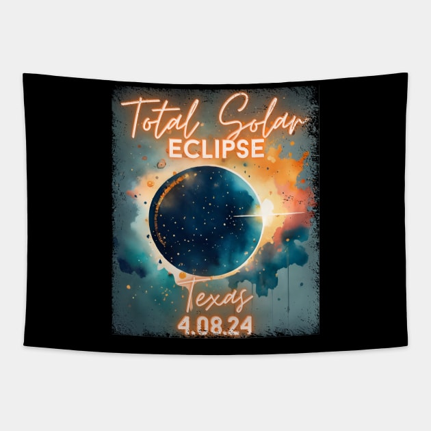 Total Solar Eclipse 2024 Texas Art Science Men Women Kids Tapestry by AimArtStudio