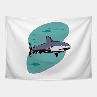 Grey Reef Shark Side View Retro Tapestry