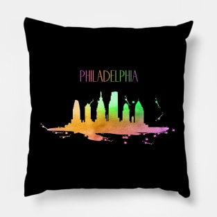 Philadelphia Skyline in Watercolor Pillow