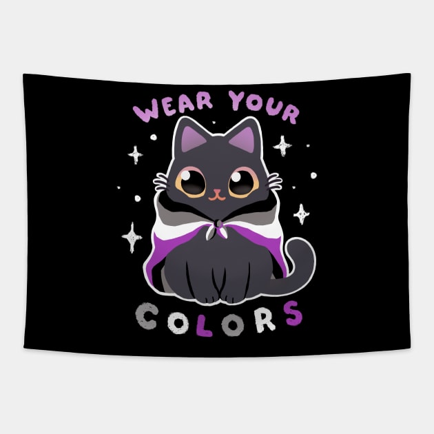 Asexual LGBT Pride Cat - Kawaii Rainbow Kitty - Wear your colors Tapestry by BlancaVidal