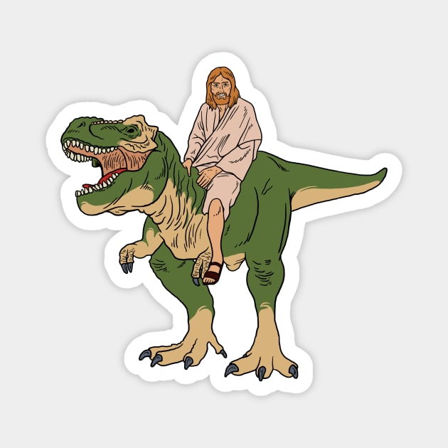 Jesus On Dinosaur Magnet by dumbshirts