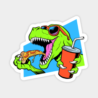 Dinosaur eating pizza Magnet