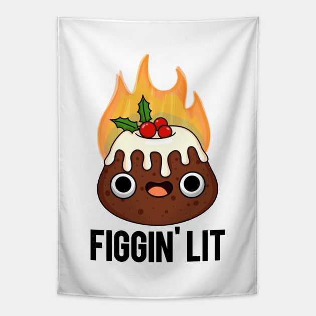 Figgin' Lit Funny Christmas Pun Tapestry by punnybone