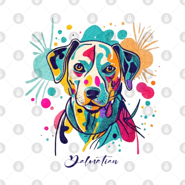 Modern Abstract Dalmatian dog Colorful Linerart by Tintedturtles