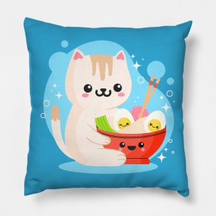 Kawaii Kitty Noodles Pillow