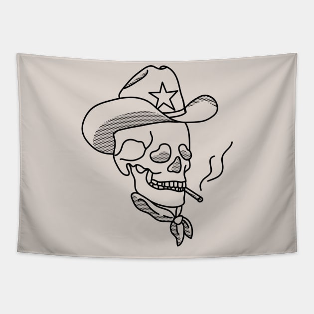 Western Cowboy Hat Skull Smoking Tapestry by YourGoods