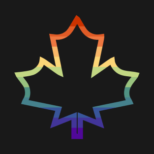 Muted Rainbow Gay Pride Maple Leaf Outline T-Shirt