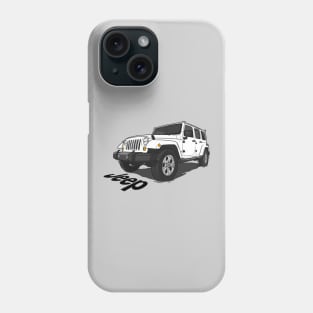 Jeep Wrangler - White Phone Case