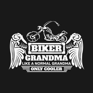 Biker Grandma White Skeleton Motorcycle T-Shirt