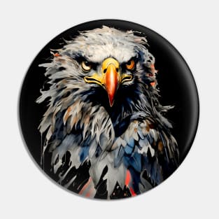 American Eagle: Never Act Like Prey on a Dark Background Pin