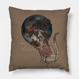 Cat flowers romantic moon aesthetic beautiful dream sky quote quotes vintage retro Pillow