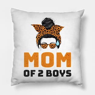 MOM OF 2 BOYS - Leopard Bandana Mom Graphic Pillow