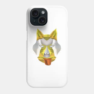 Futuristic Fantasy Wolf Fox Coyote Dog Canine Hybrid Mask (White Background) Phone Case