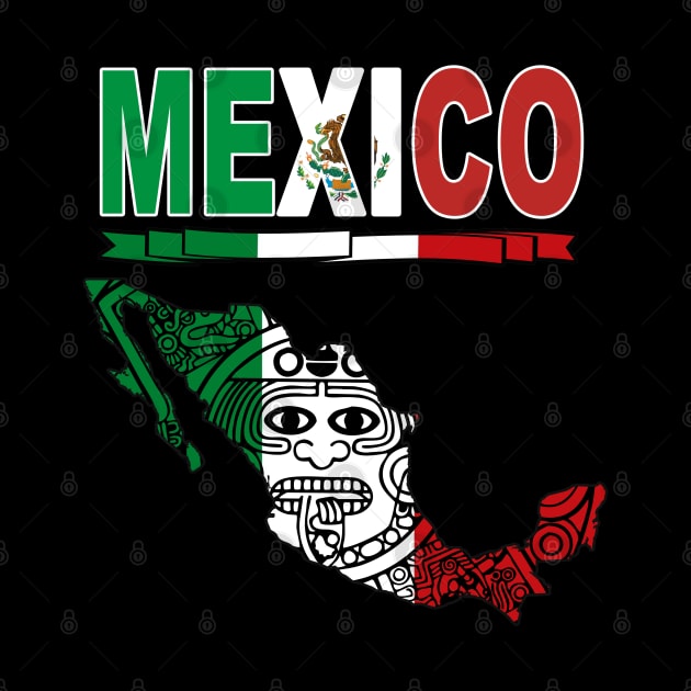 Playera Mexico Calendario Azteca en silueta del pais mexico by soccer t-shirts