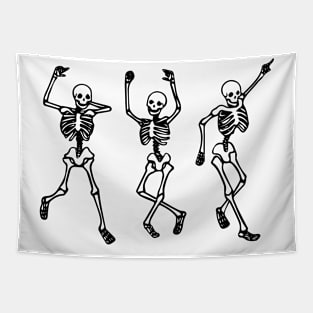 three skeleton dancing - funny halloween Tapestry