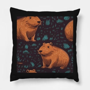 Capybara repeating pattern Pillow