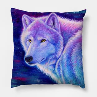 Starry White Wolf Pillow