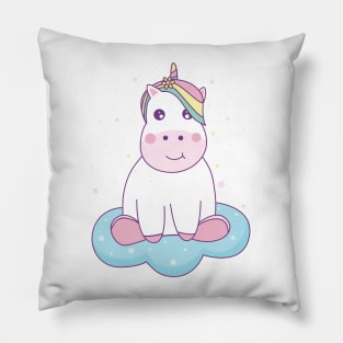 unicorn sitting on cloud Pillow