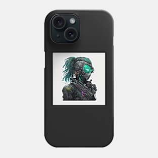 Cyberpunk Girl Sticker Seafoam Phone Case