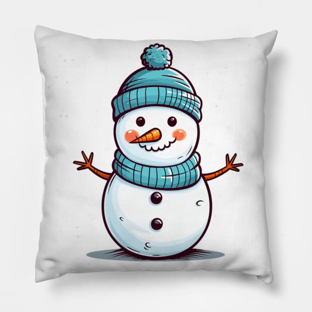 Cheerful Snowman for Christmas Pillow by MemoraPrint