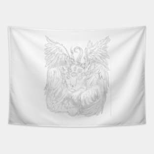 cursed lamb white transparent Tapestry