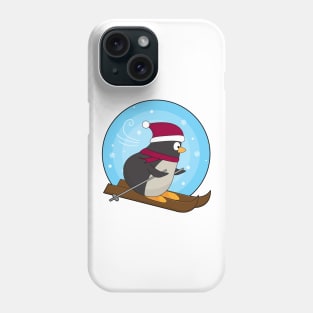 Penguin as Skier with Skis Phone Case