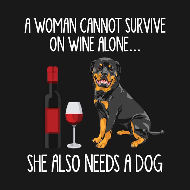 A Woman Cannot Survive On Wine Alone She Also Needs A Rottweiler by AxelRoldns