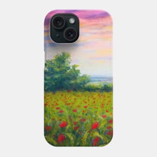 Poppy field at sunset Phone Case