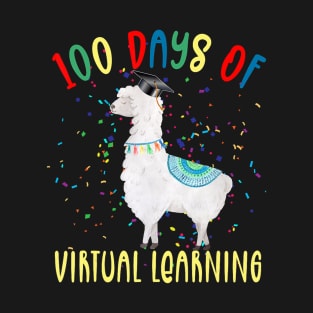 100th Day Of School Llama 100 Days 2021 Virtual Learning T-Shirt