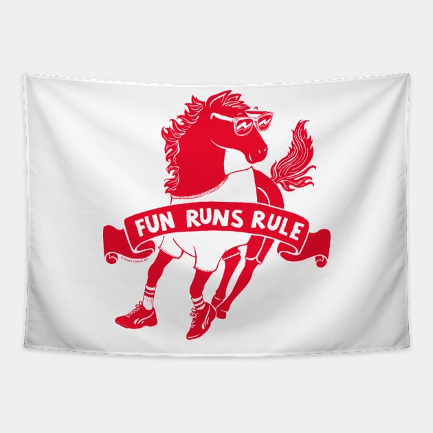 Fun Runs - Exercise horse design for a 5k run, jogging and fitness Tapestry by Steph Calvert Art