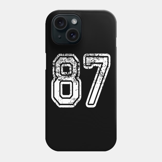 Number 87 Grungy in white Phone Case by Sterling