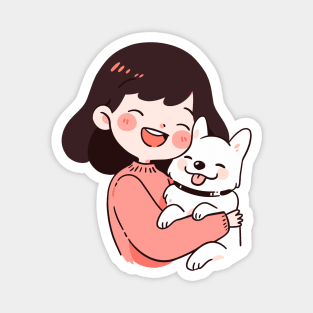 Just a Girl with her dog illustration II Magnet