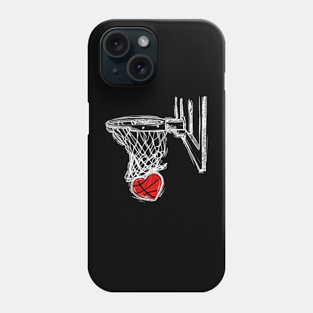 Basketball Valentines Day Love Heart Hoops Romance College Phone Case by jadolomadolo