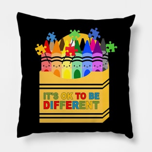 Crayon It's Ok To Be Different Autism Awareness Pillow