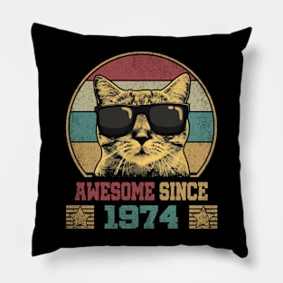 Awesome Since 1974 50th Birthday Cat Lover Pillow