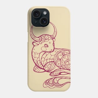 Ox, symbol of the year 2021, Decorative animal art Phone Case