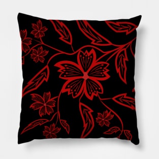 Folk flowers floral art print Flowers abstract art Pillow