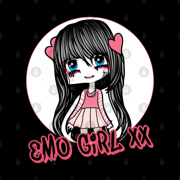 Emo Girl Cute Kawaii Chibi Egirl Punk Fan by Gothic Rose Designs