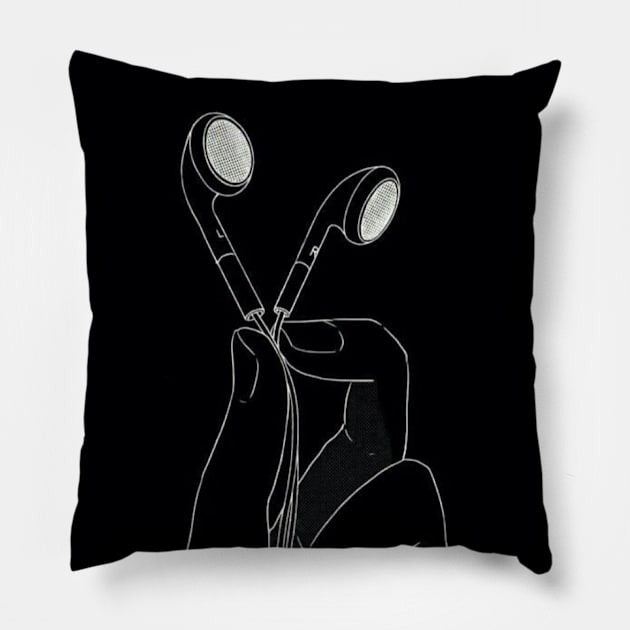 headphones Pillow by vallimarkk